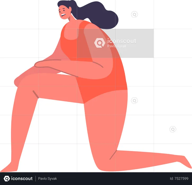 Beach Guard Stand on Knee Ready to Do Cpr  Illustration