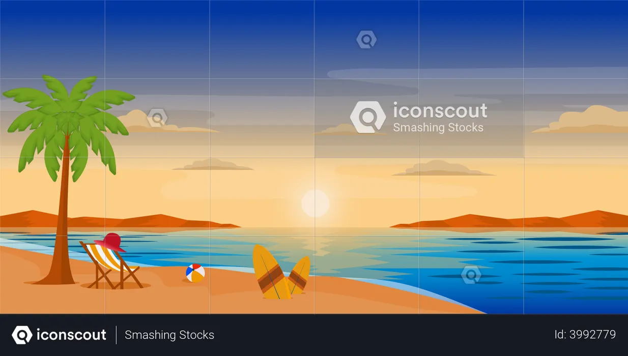 Beach Sunset  Illustration