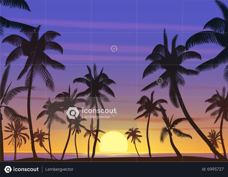 Beach sunset  Illustration