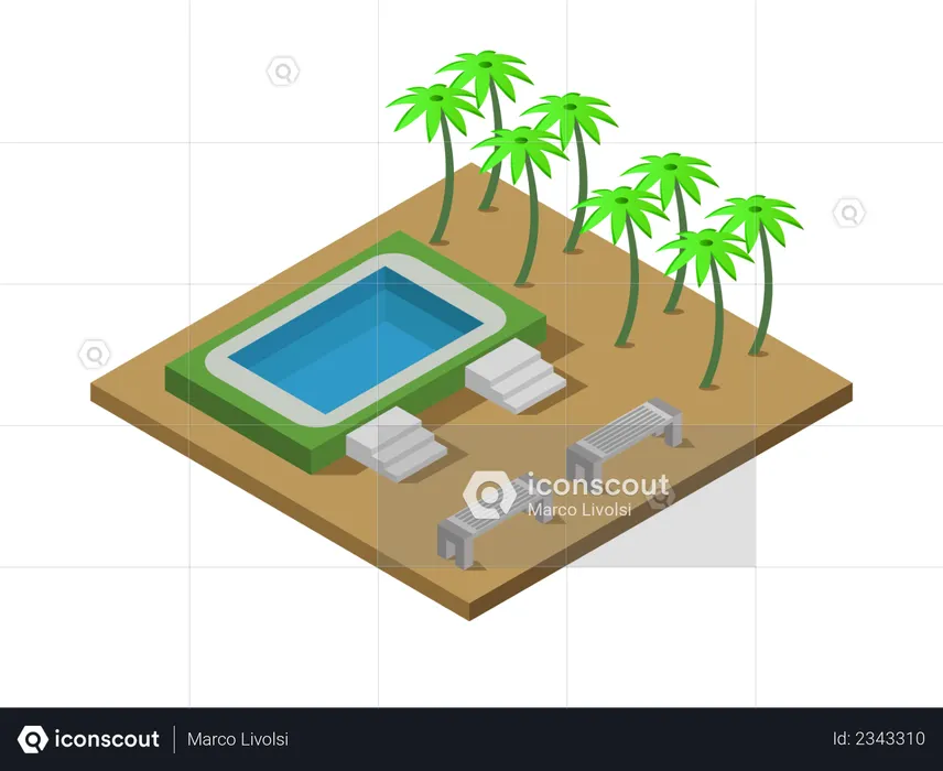 Beach Swimming Pool  Illustration