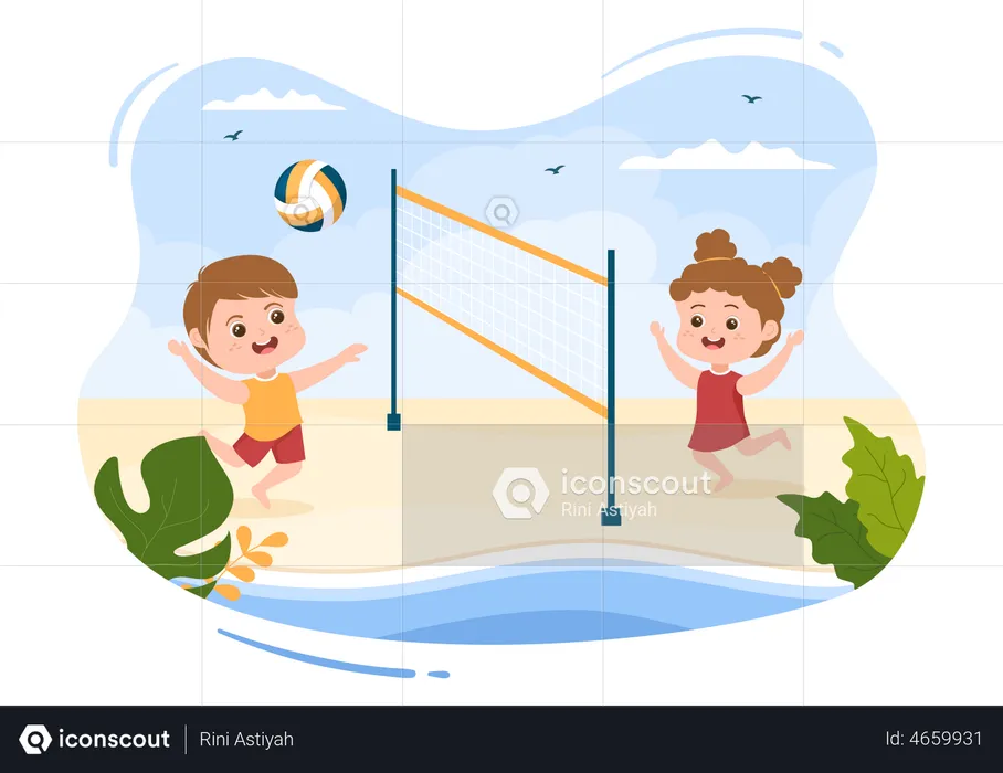 Beach Volleyball Player Cartoon Illustration  Illustration