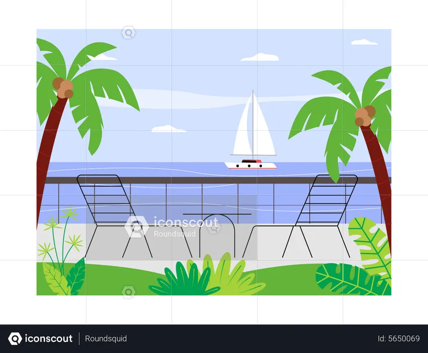 Beach with chairs  Illustration
