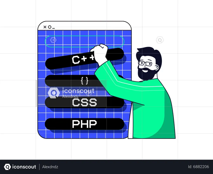 Bead man arranging programming language  Illustration