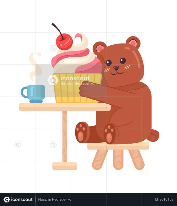 Bear eating ice cream  Illustration
