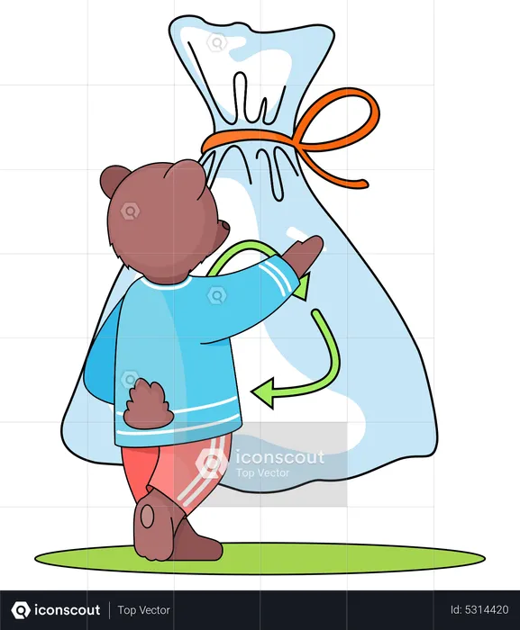 Bear holding bag of waste recycling  Illustration