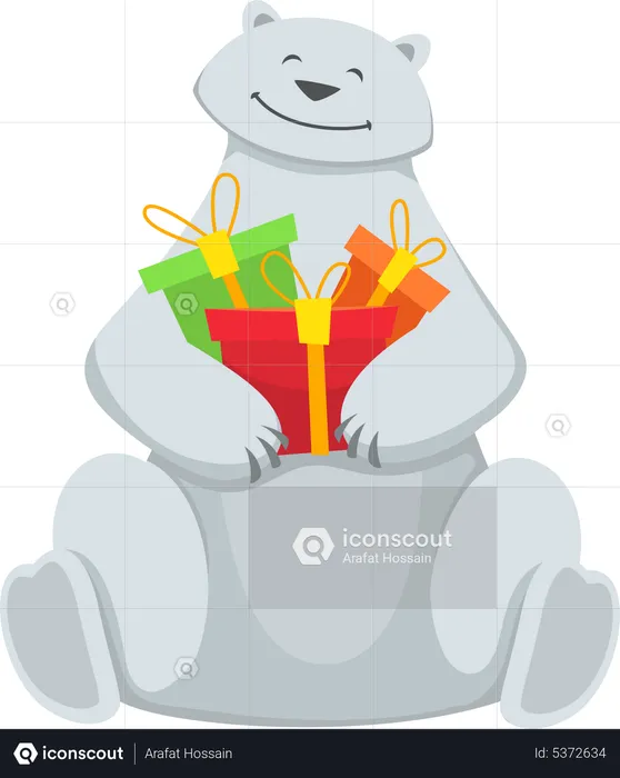 Bear holding gift  Illustration