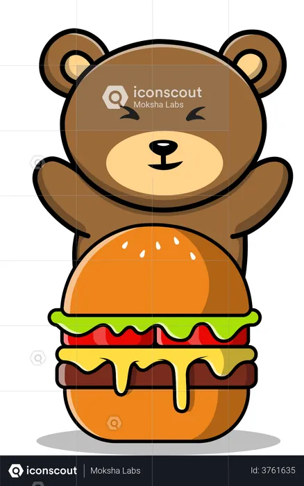Bear With Burger  Illustration