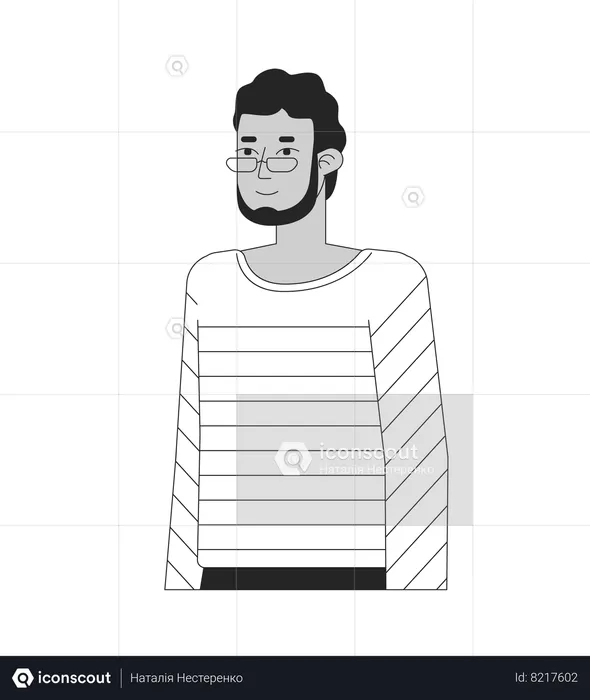 Beard eyeglasses man standing  Illustration