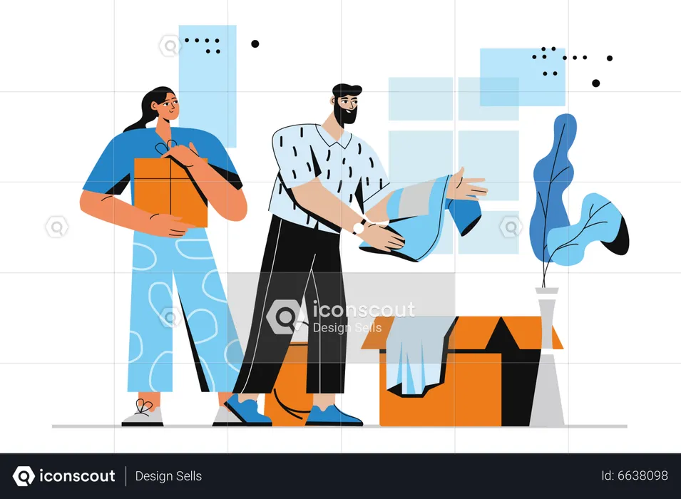 Beard man doing shopping  Illustration