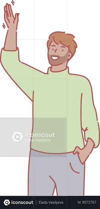 Beard man pointing something  Illustration