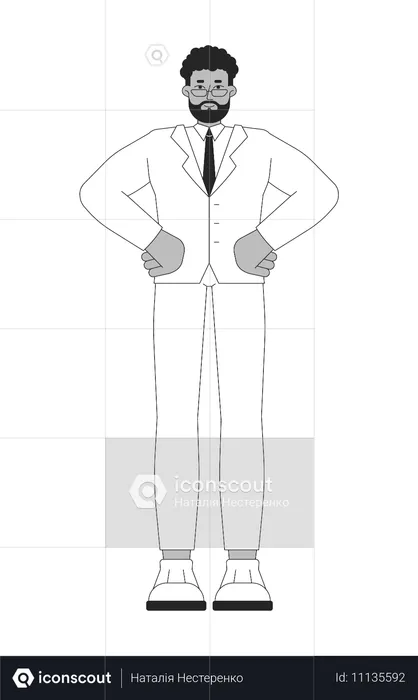 Bearded businessman standing in pose  Illustration