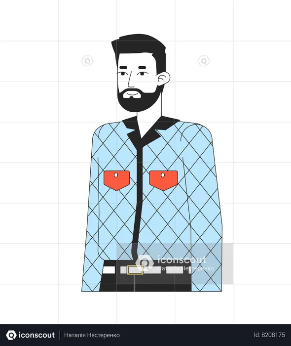 Bearded caucasian man standing  Illustration