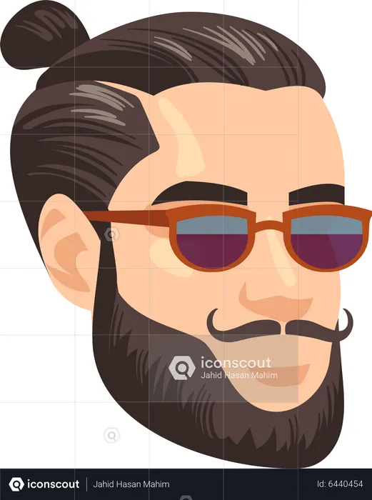Bearded Hipster Man  Illustration