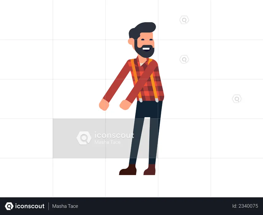 Bearded man dancing  Illustration