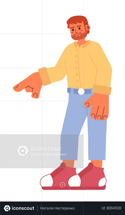 Bearded man pointing finger  Illustration