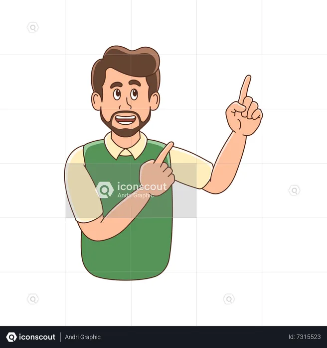 Bearded man pointing his finger  Illustration