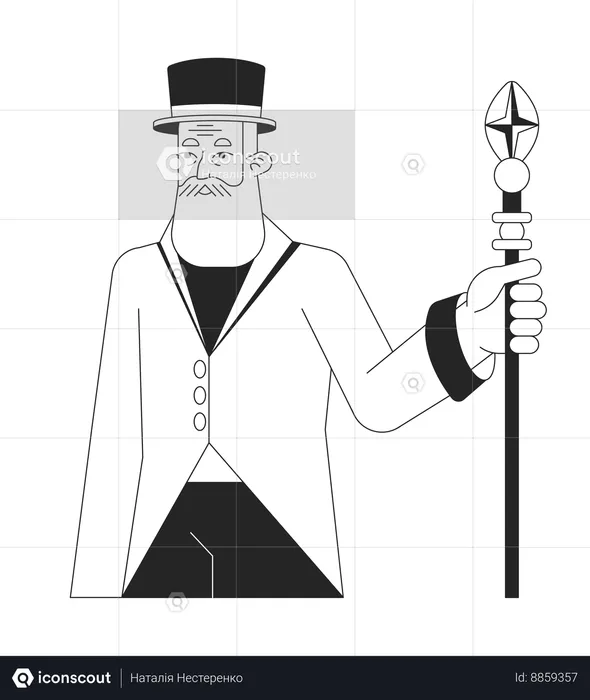 Bearded senior man in hat  Illustration