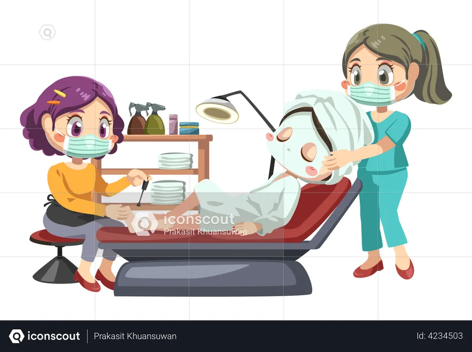 Beautician make up in beauty salon  Illustration