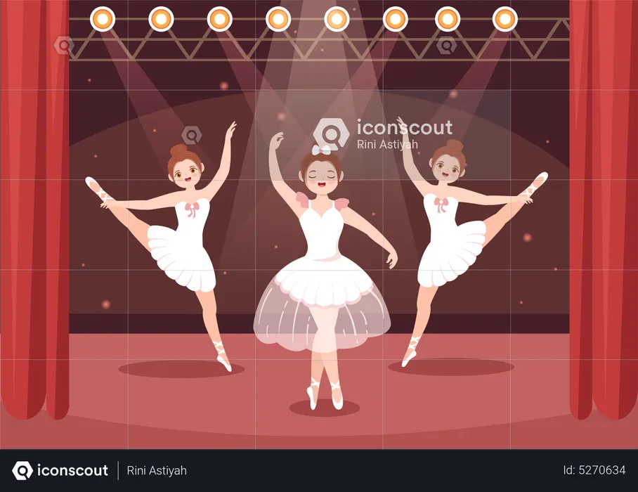 Beautiful Ballerina Dancing  Illustration