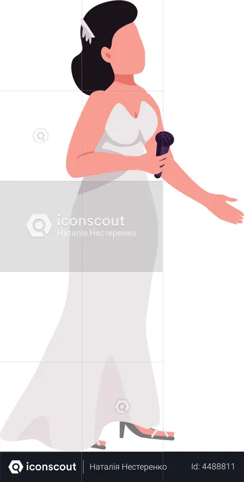 Beautiful bride with microphone  Illustration
