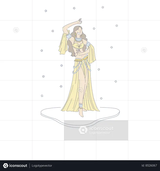 Beautiful Dancer Performing Exotic Belly Dance  Illustration
