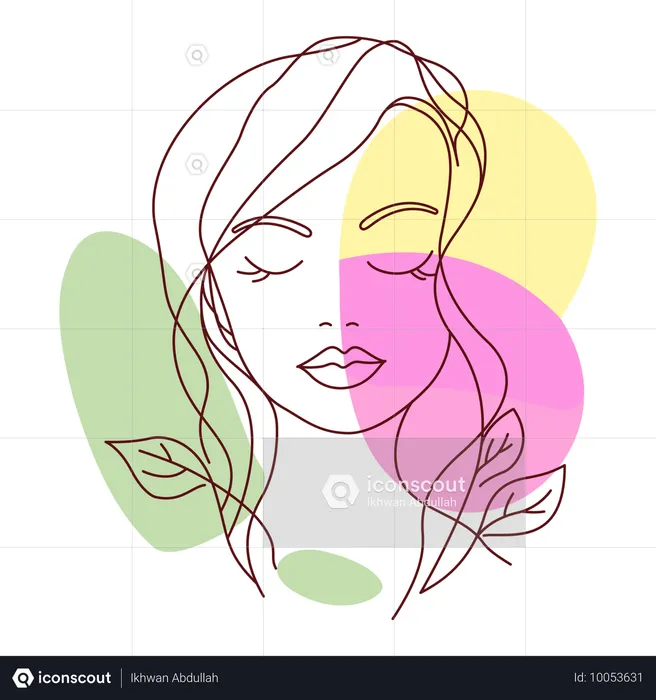 Beautiful Female in Line Art  Illustration