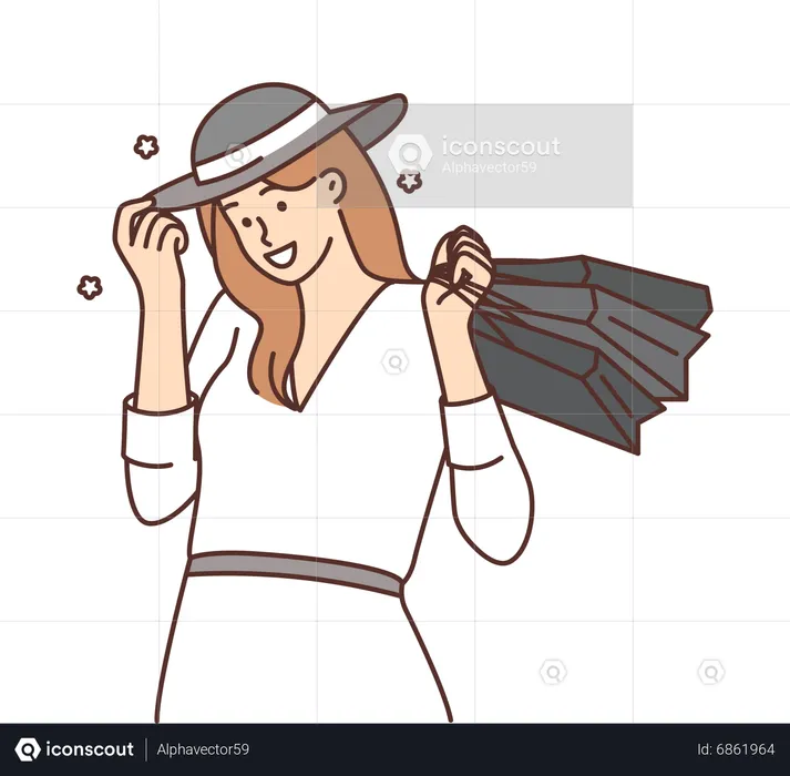 Beautiful girl doing shopping  Illustration