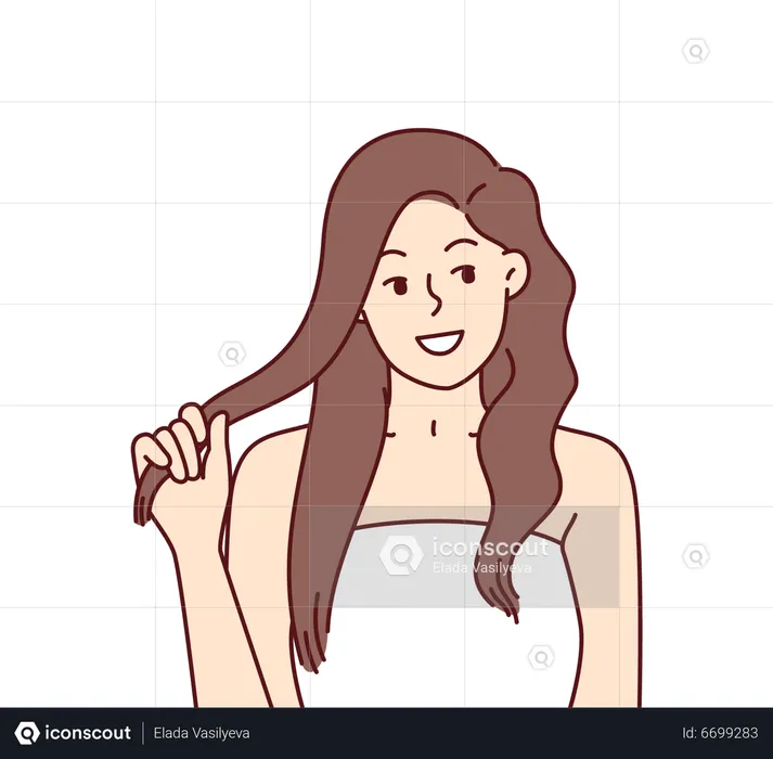 Beautiful girl flaunting her hairs  Illustration