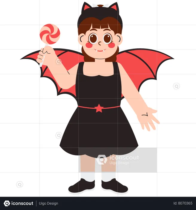 Beautiful Girl in Dracula Halloween Costume  Illustration