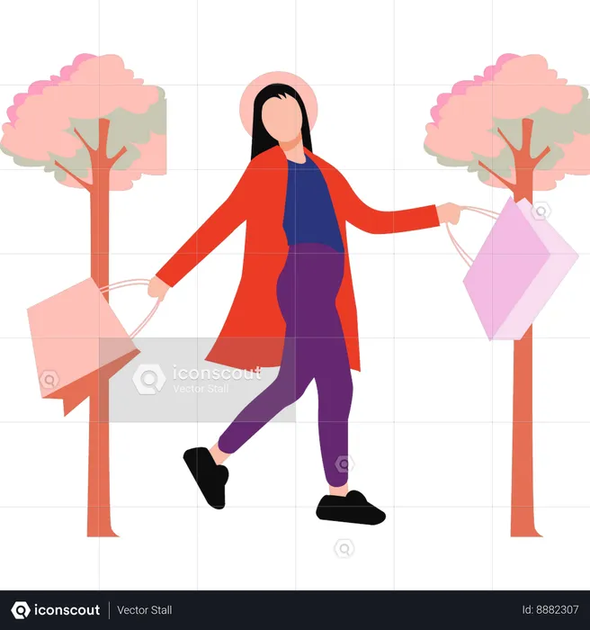 Beautiful girl is happy after shopping  Illustration