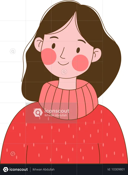 Beautiful Innocent Nerd Girl Character Wearing Pink Sweater  Illustration