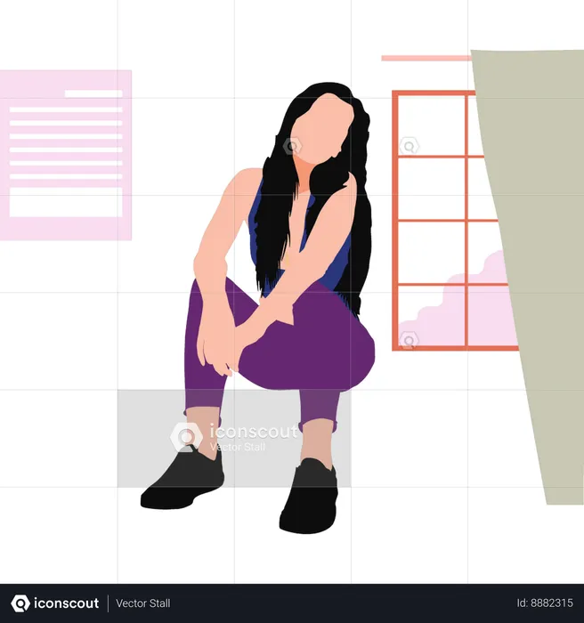 Beautiful lady is sitting and posing  Illustration