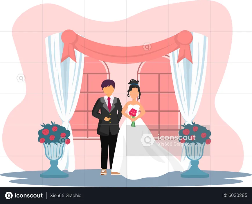 Beautiful Wedding Couple  Illustration