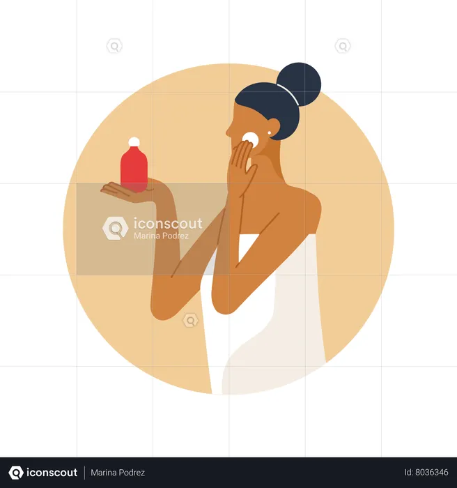 Beautiful woman applying face cream  Illustration