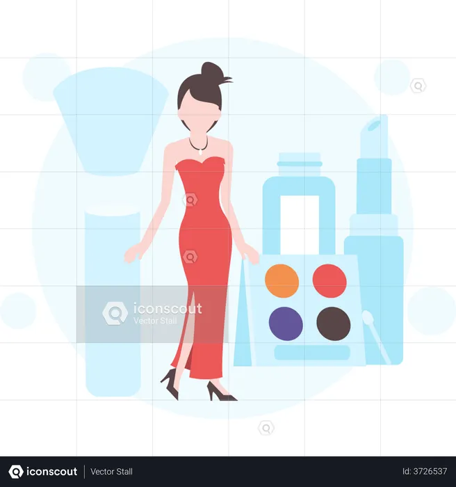 Beautiful woman getting out of parlor  Illustration