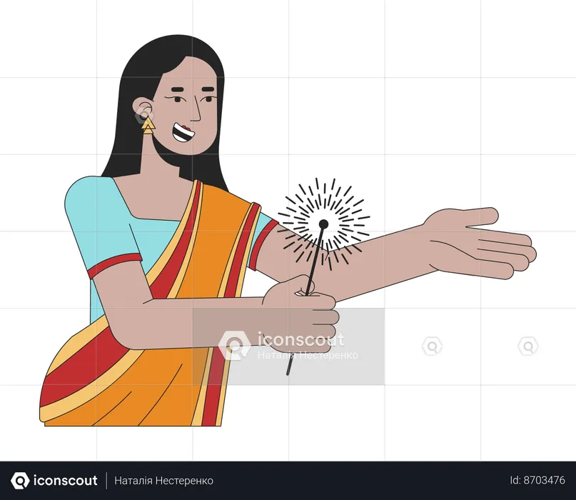 Beautiful woman holding sparkler  Illustration
