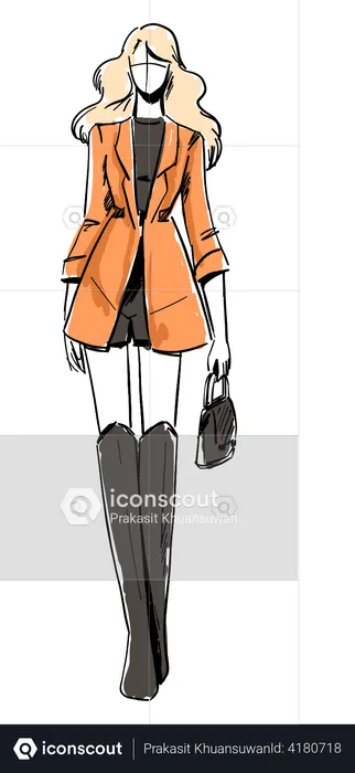 Beautiful Woman in stylish clothes  Illustration