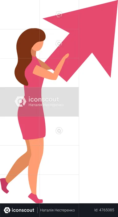 Beautiful woman with arrow pointing up  Illustration