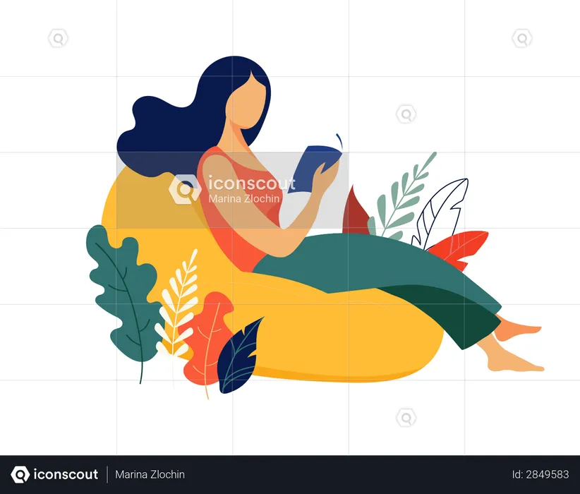 Beautiful woman with book  Illustration