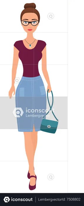 Beautiful Woman With Purse  Illustration