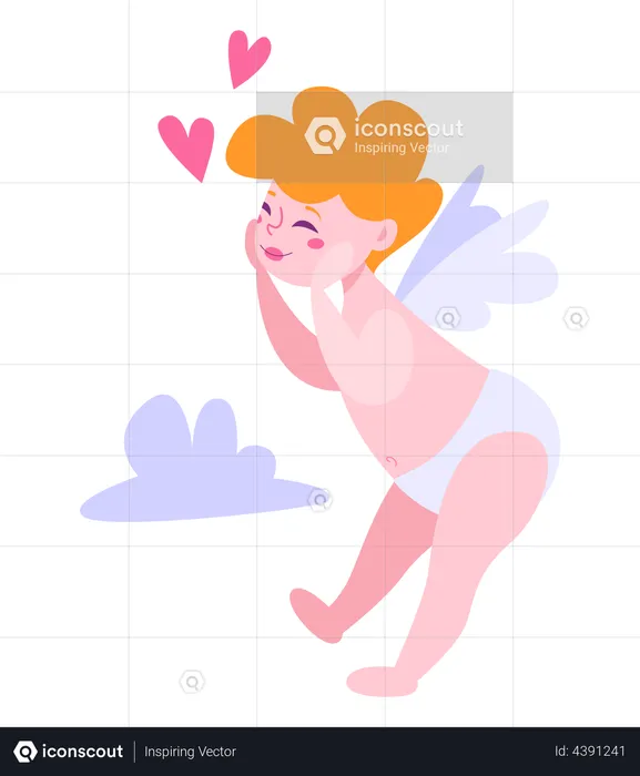 Bébé Cupidon le jour de la Saint-Valentin  Illustration