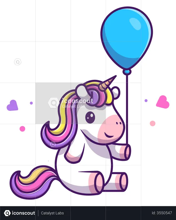 Bébé licorne jouant avec un ballon  Illustration