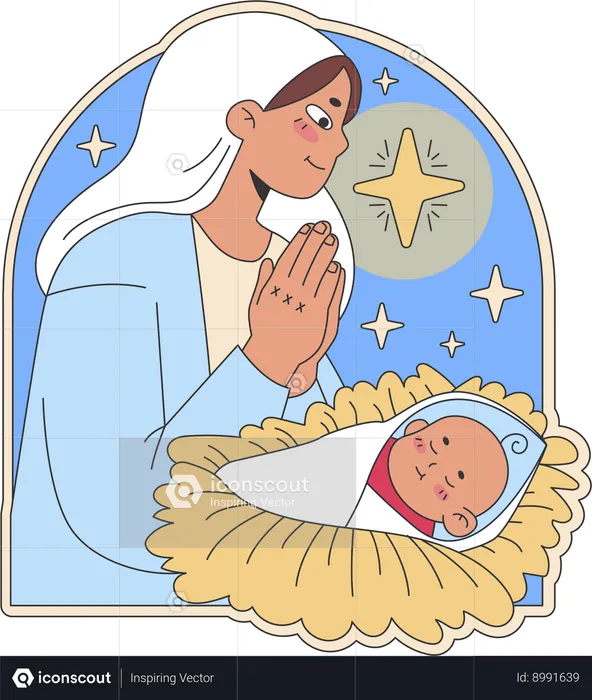 Bebê recém-nascido é presente de Jesus Cristo  Ilustração