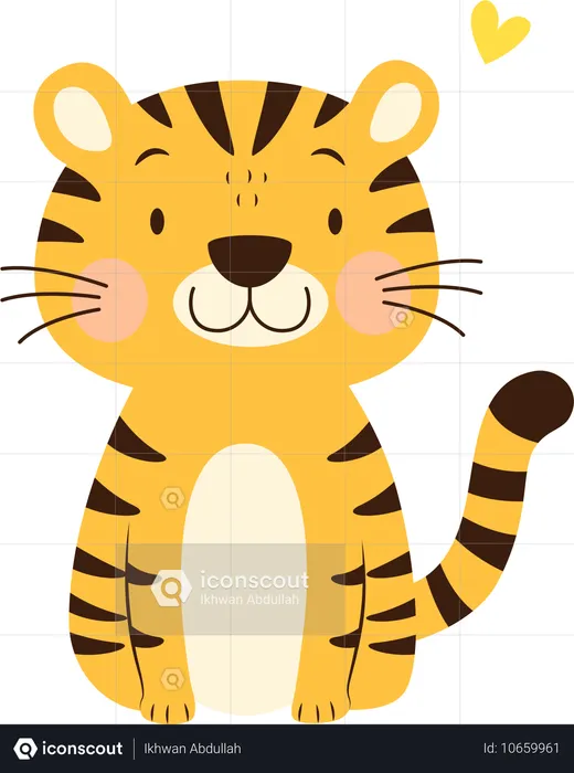 Personagem animal tigre bebê com expressão feliz  Ilustração