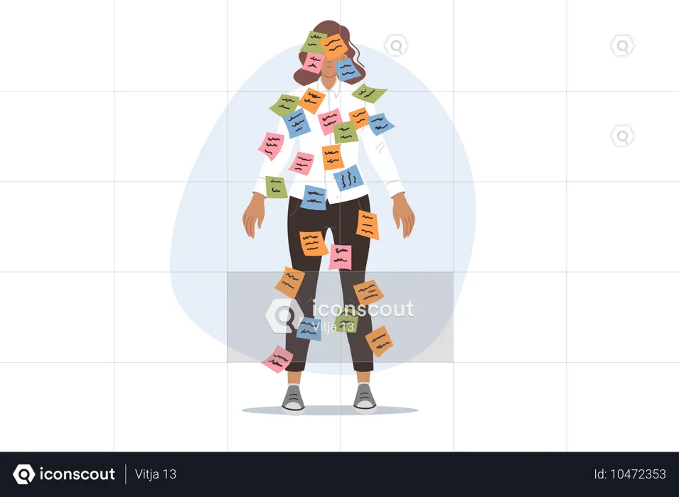 Bedeutung von Multitasking verursacht Stress für Geschäftsfrau  Illustration