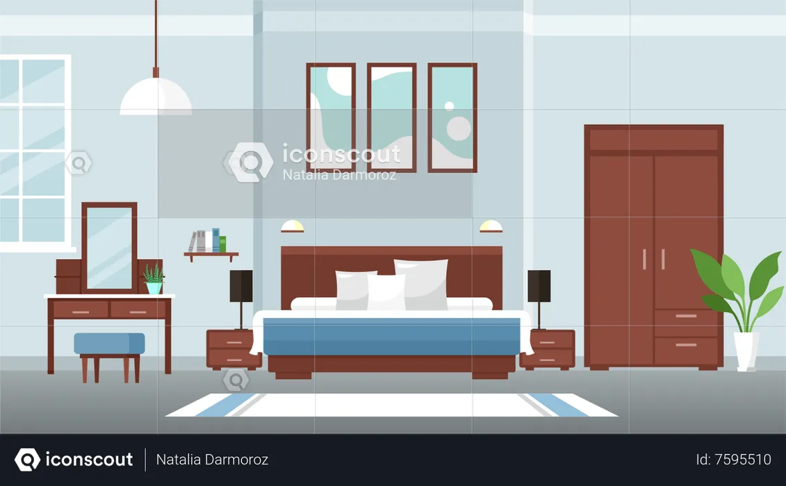 Bedroom interior design  Illustration