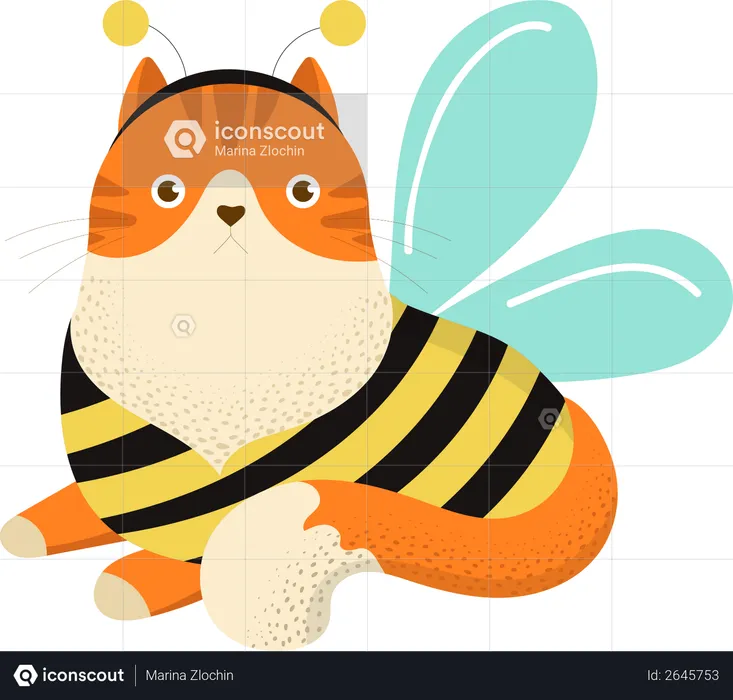 Bee cat  Illustration