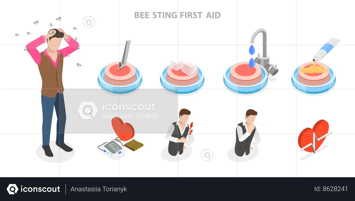 Bee Sting First Aid  Illustration