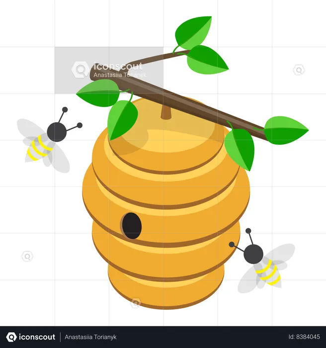 Beekeeping in garden  Illustration