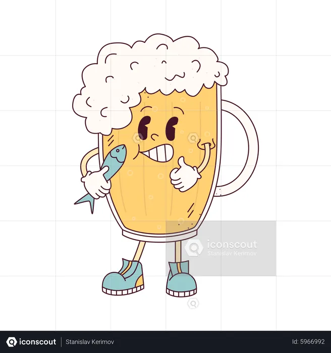 Beer Mug And Fish  Illustration